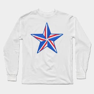 Embroidery American Flag Sticker Long Sleeve T-Shirt